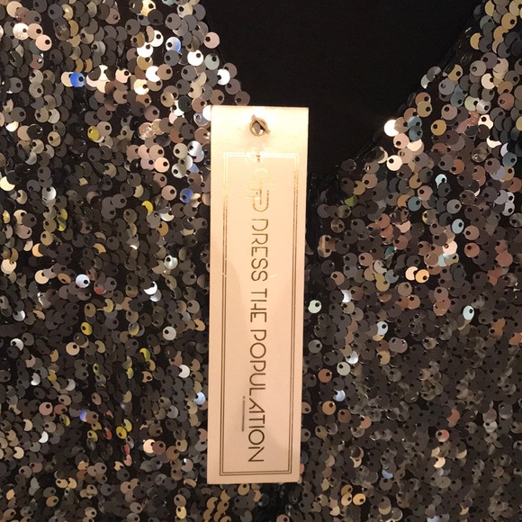 Dress the Population Natalie Silver & Black Dress - Picture 5 of 6